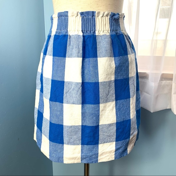 J. Crew Blue and White Checkered Sidewalk Skirt - Picture 2 of 7